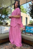 Tasha Damask Cap Sleeve Button Top Indian Pink